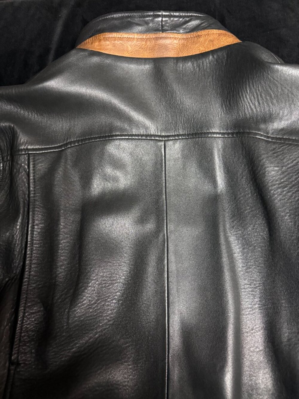Black Leather Jacket Size 44 Regular - Picture 6 of 9